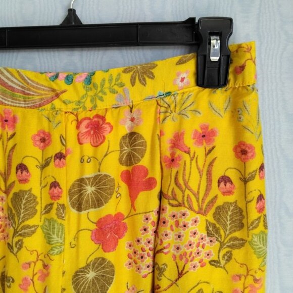 Womens Medium Floral Art to Wear Wide Leg Crop Gaucho Pants Boho Lagenlook - Picture 3 of 8